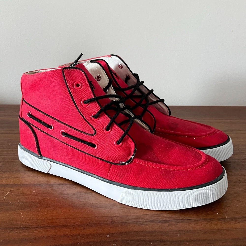 Polo Ralph Lauren Lander Chukka Boots Red Canvas High Top Men's Size 10.5